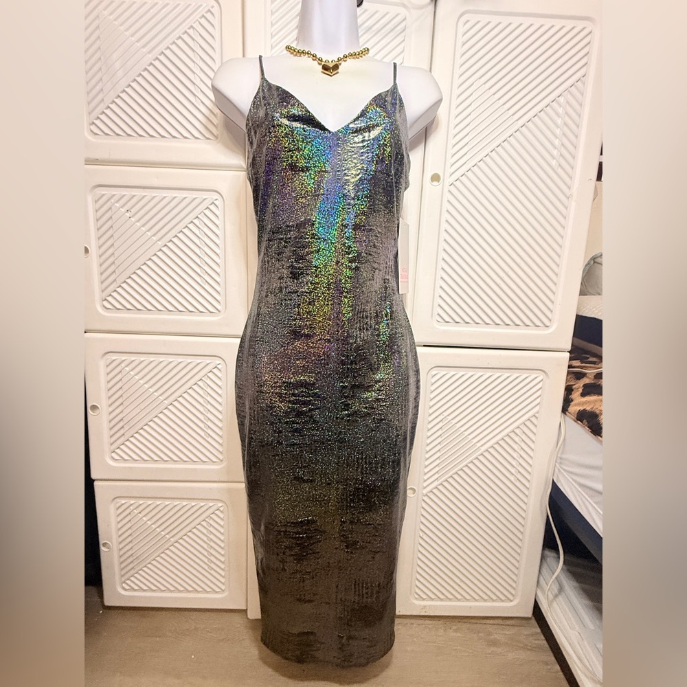 Iridescent Black Slip Dress